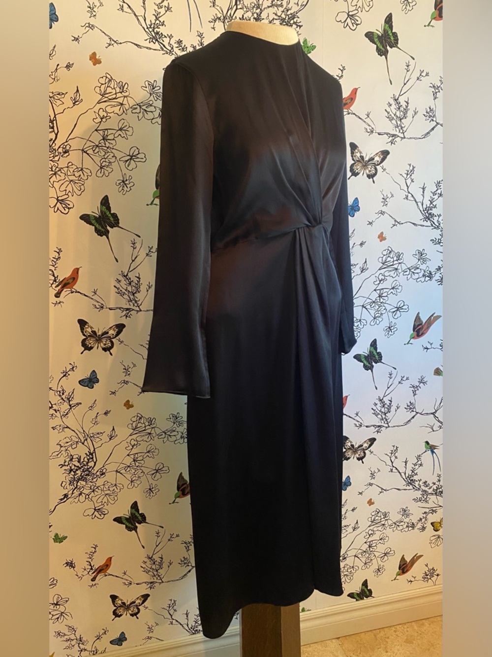 Vince Black Silk Long-sleeve Dress